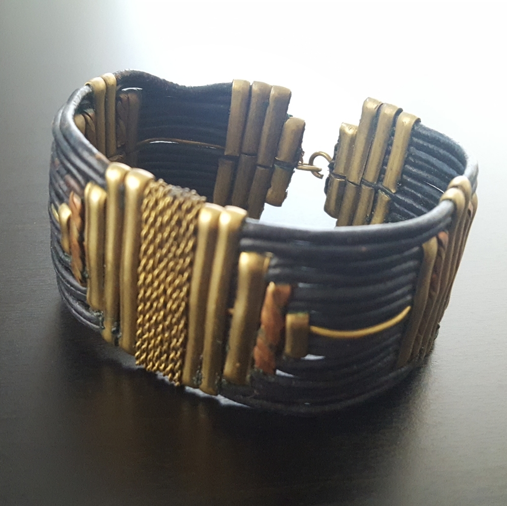 VTG Boho Cuff Bracelet Brass Copper